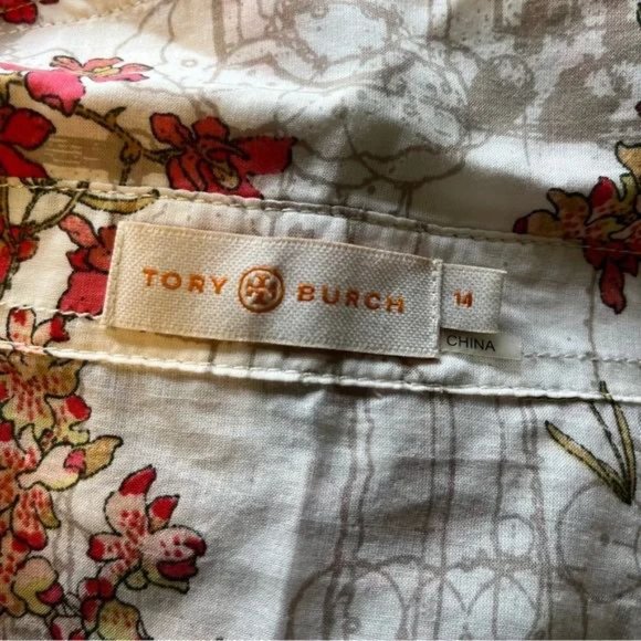 TORY BURCH Floral Print Long Sleeve Button-Up Top size 14 US - Picture 5 of 7